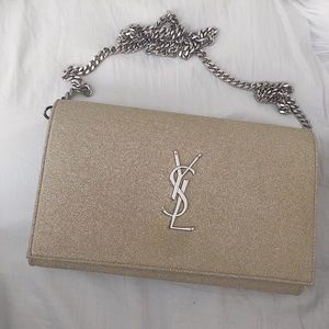 YSL Saint Laurent Metallic Sparkle Wallet on Chain